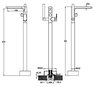 Напольный смеситель для ванны Boheme Spectre 459-BR бронза